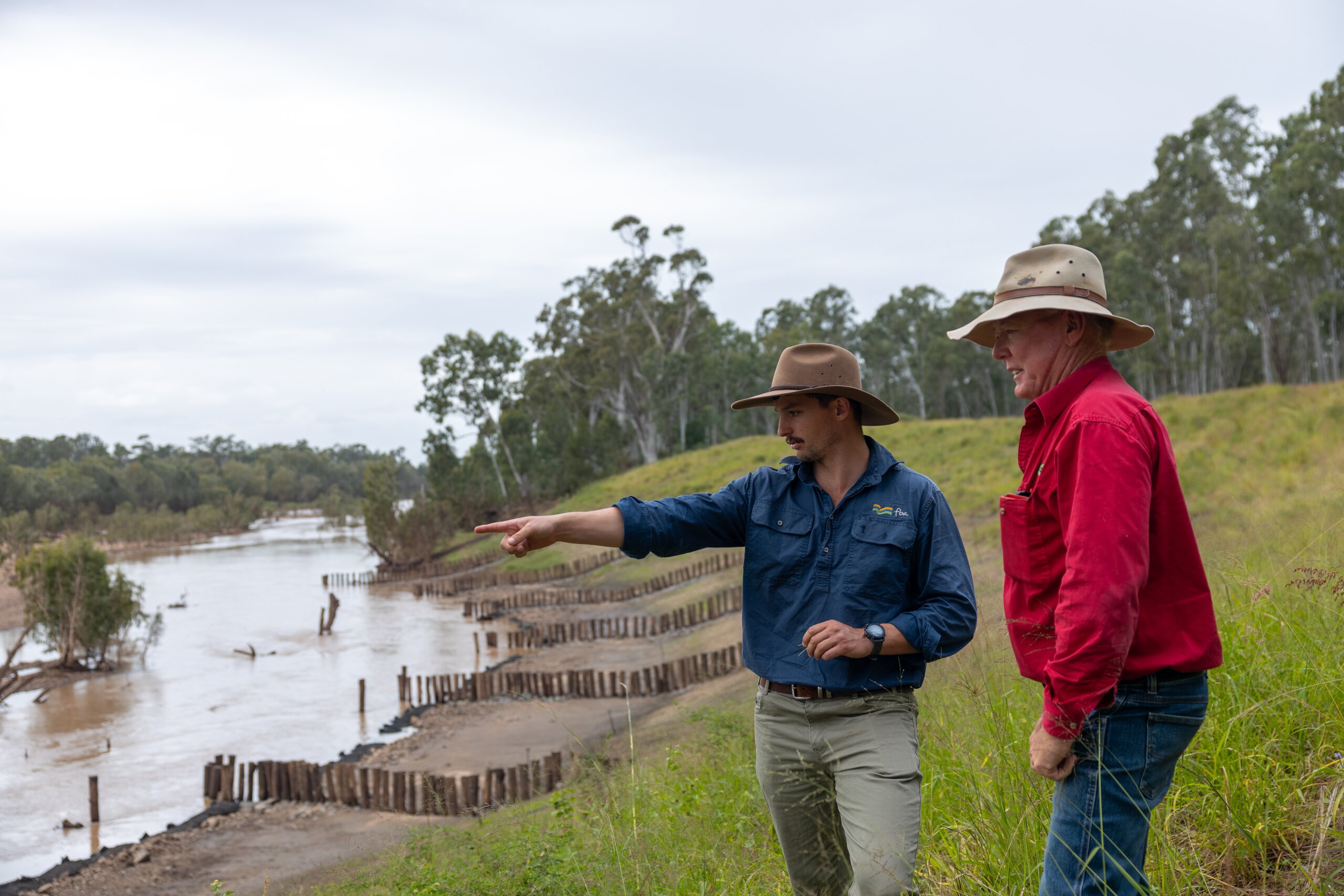 An FBA staff member looking at works in completion with a land manager