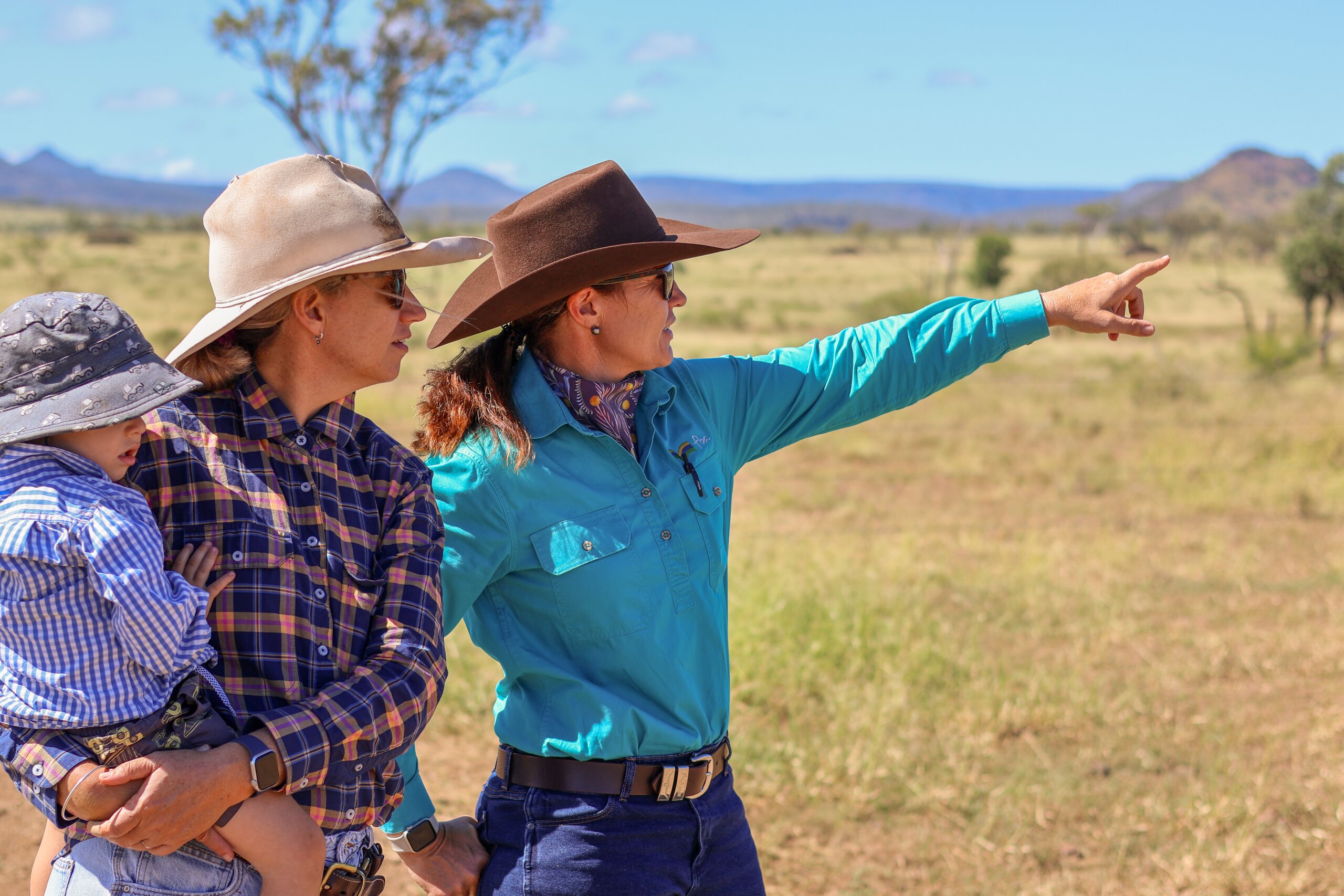 Nash and Byrony Tramacchi, with FBA Land Management Officer Sheree Johnston at The Pocket