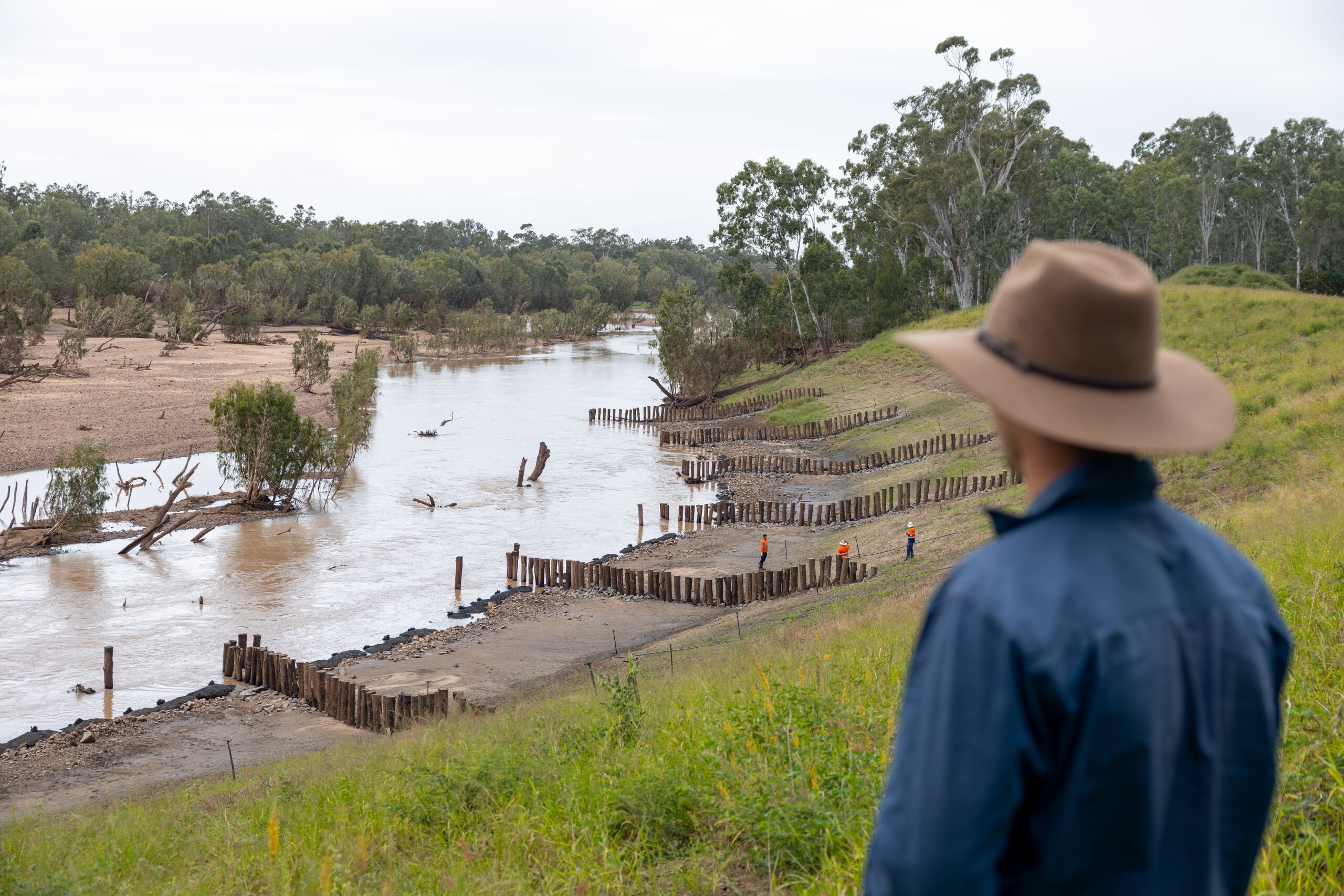 Waterway Leader Braden Mitchell watching over works at Bindaree Streambank
